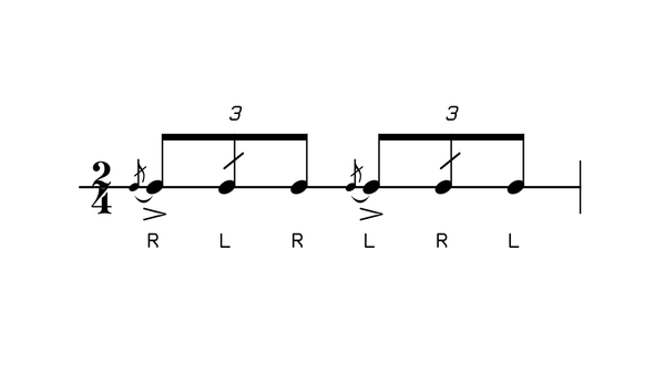 Flam Drag drum rudiment notation